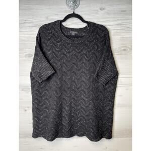 Metaphor‎ Sweater Womens Large Black Metallic Short Sleeve Knit Pullover Top